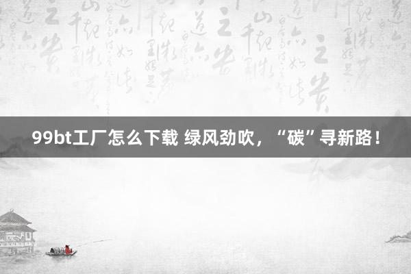 99bt工厂怎么下载 绿风劲吹，“碳”寻新路！