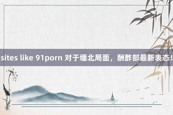sites like 91porn 对于缅北局面，酬酢部最新表态！